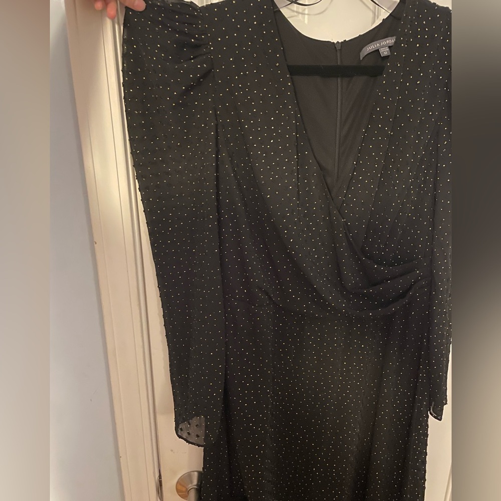 Embellished puff sleeve midi dress
